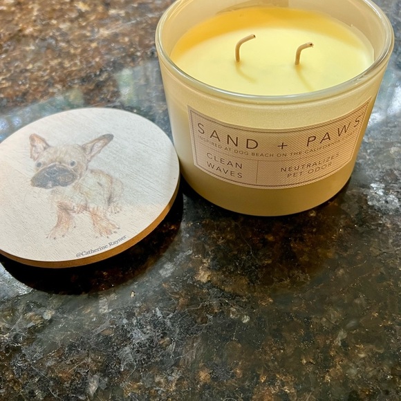 Sand + Paws Clean Waves Candle 12 oz – French Bulldog Lid frenchie dog – New - Picture 3 of 7
